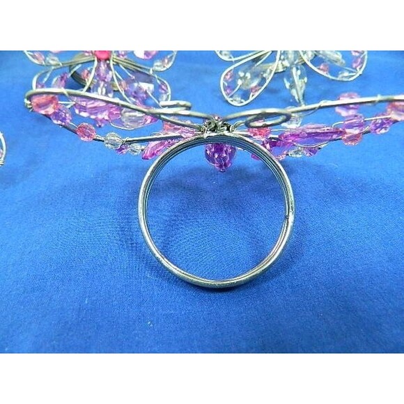 Butterfly Napkin Rings Lot of 5 Silver Tone Wire with Multicolored Beads - Picture 3 of 10